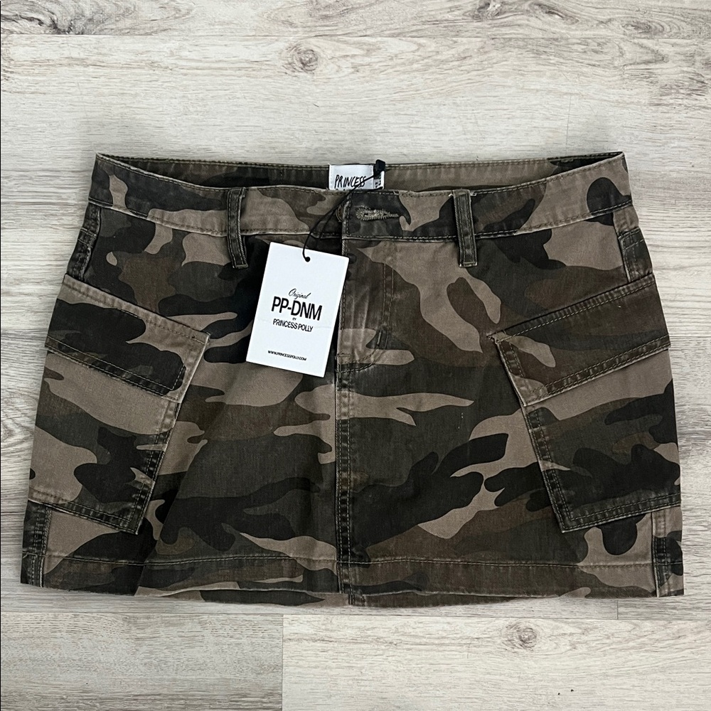 Princess Polly Camo Mini Skirt - Olive Green, Brown, Black